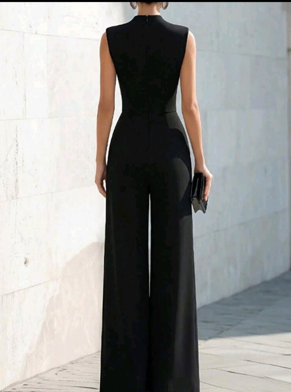Women's Colorblock Stand Collar Pocket Sleeveless Elegant Jumpsuit - Picture 2 of 4